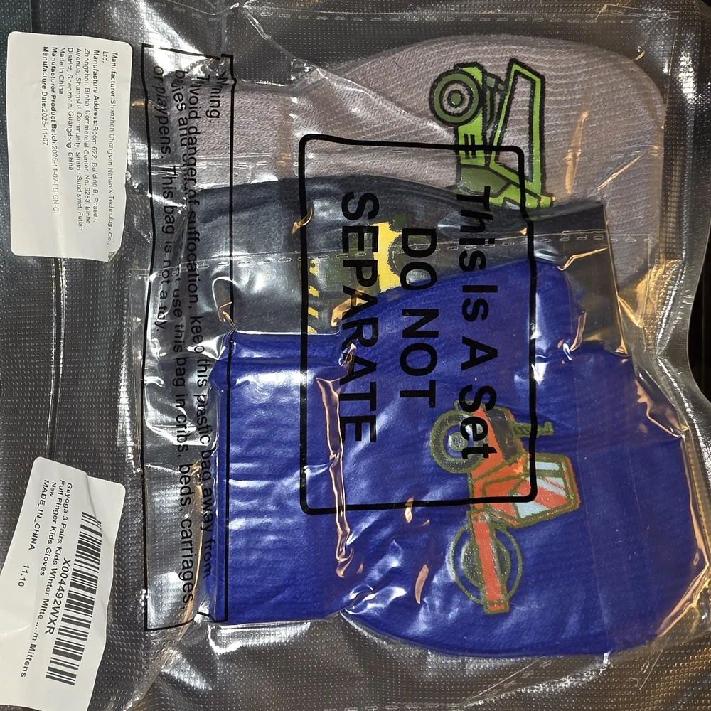 Cat & Jack Kids Mittens with Construction Truck Patches - Blue, Gray, Black